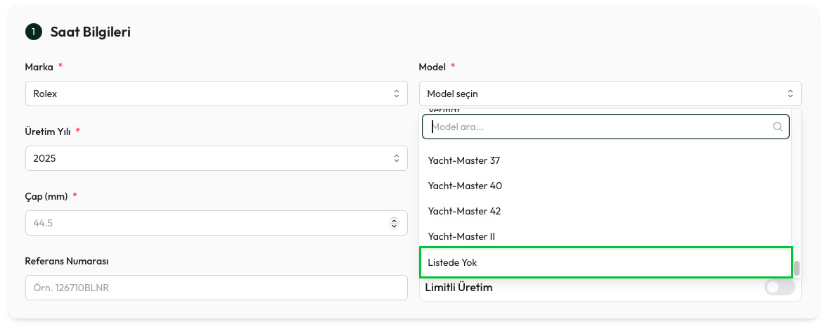 1-Listede olmayan modeli seçiniz.